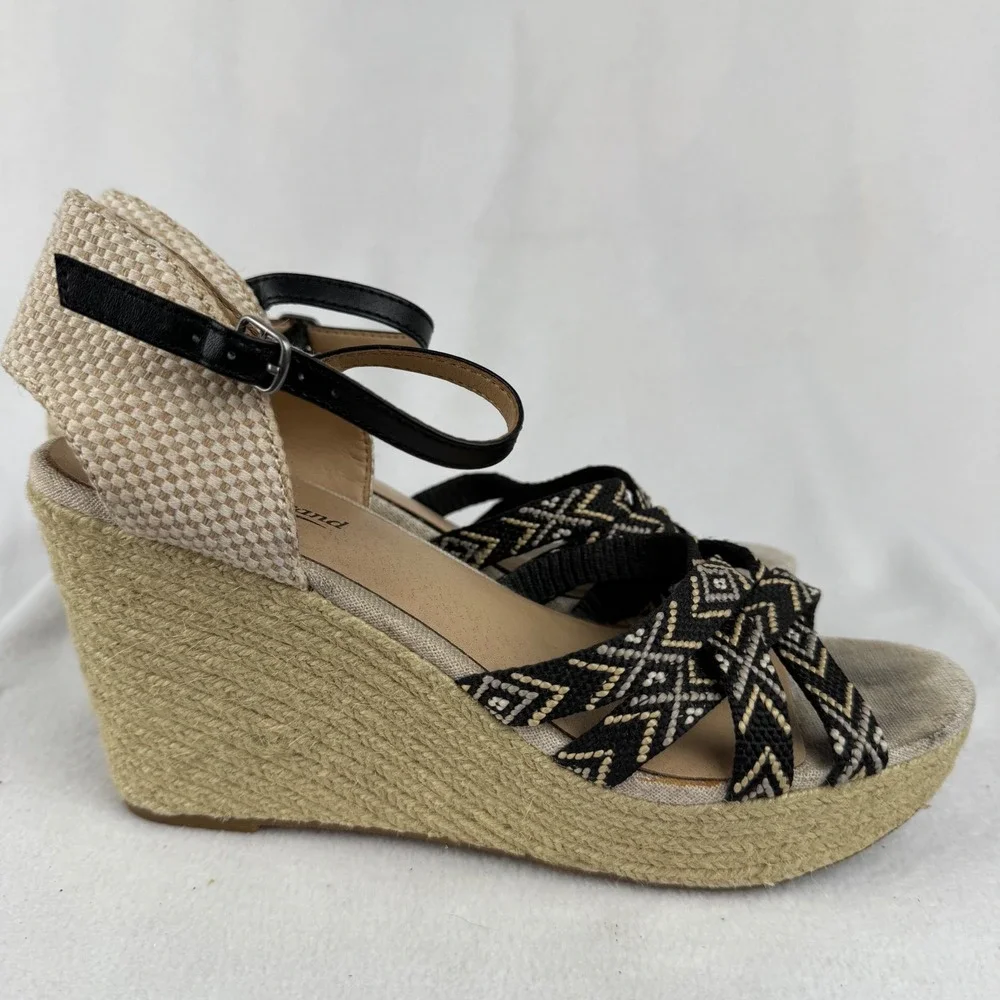 Lucky Brand‎ Wedge Espadrille Sandals Platform Ankle Strap Woven 8.5